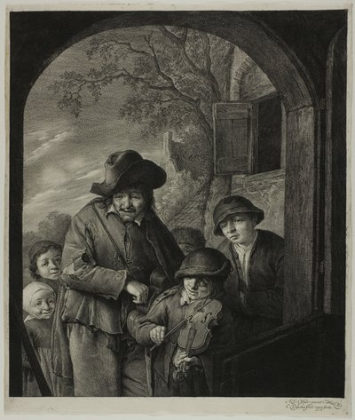 Hurdy-Gurdy-soittaja tekijältä Cornelis Visscher