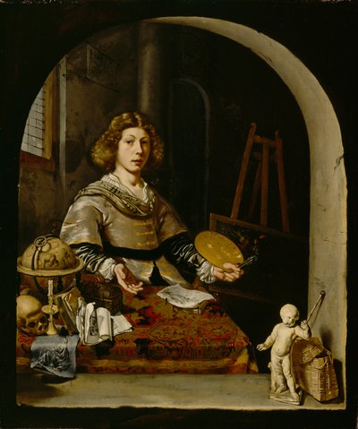 Taiteilija studiossaan, n. 1665-1670 tekijältä Cornelis attr. to Bisschop