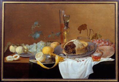Cornelis de Heemin (1631-1695) asetelma Pate-maalauksella 1600-luvun Nantes, Musee des Beaux Arts tekijältä Cornelis de Heem