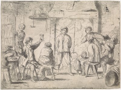 Maanviljelijät majatalossa Genrekohtaukset (sarjan nimi) tekijältä Cornelis de Wael