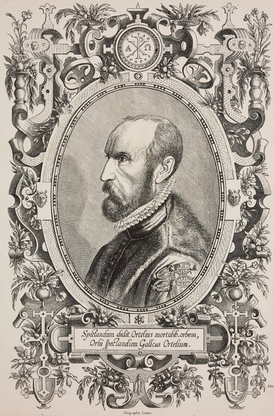 Abraham Orteliuksen (1528-1598) muotokuva, Cornelius Galle vanhemman (1576-1650) kaiverrus teoksesta L