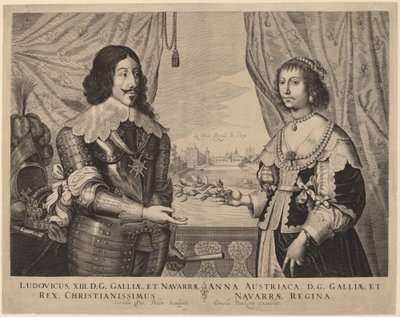 Ranskan kuningas Ludvig XIII ja Itävallan Anna tekijältä Cornelis van Dalen I