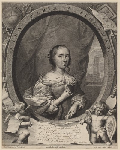 Anna Maria van Schurman tekijältä Cornelis van Dalen the Younger, after Cornelis Jonson