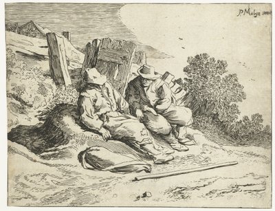 Maanviljelijät tien varrella Neljä maisemaa (sarjan nimi) tekijältä Cornelis van Kittensteyn (attributed to)