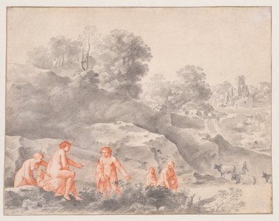 Alastonkuvat maisemassa (mahdollisesti Diana ja Callisto) tekijältä Cornelis van Poelenburch