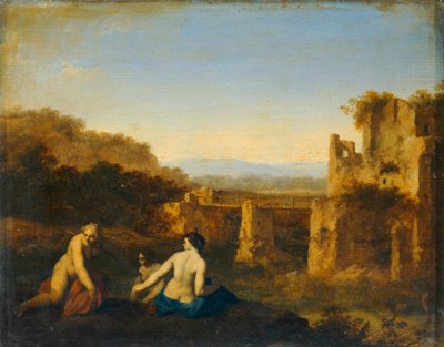 Kylpijät muinaisten raunioiden lähellä ... tekijältä Cornelis van Poelenburgh or Poelenburch