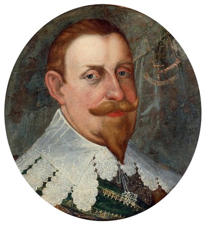 Kustaa II Adolf (1594-1632), joka tunnetaan nimellä Suuri tai Pohjolan leijona, Ruotsin kuningas - Cornelius Arendtzin (1590-1655) maalaus, öljy kankaalle (26x23,5 cm) tekijältä Cornelius Arendtz