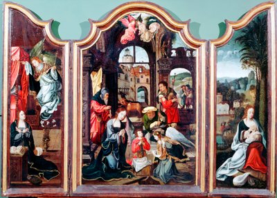 "Paimenten palvonta", triptyykki, 1400-luvun loppu - 1500-luvun alku tekijältä Cornelius Engebrechtsz
