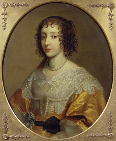 Muotokuva Henrietta Mariasta (1609-69), Ison-Britannian ja Irlannin kuningas Kaarle I:n puolisosta tekijältä Cornelius Janssen van Ceulen
