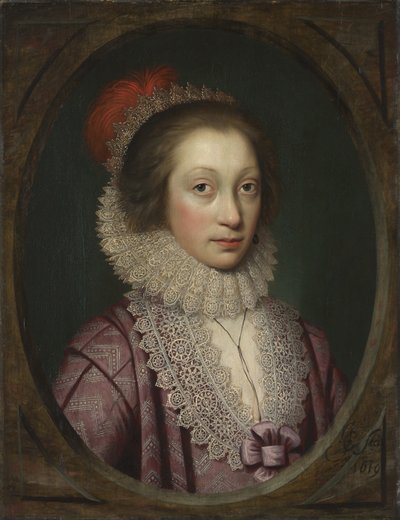 Naisen muotokuva, mahdollisesti Elizabeth Boothby, 1619 tekijältä Cornelius Janssen van Ceulen