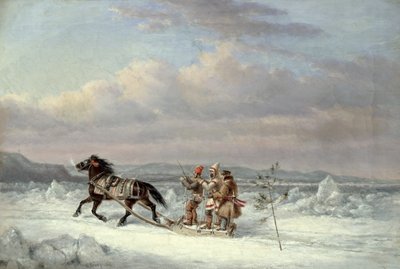 Metsästäjä hevosvetoisessa reessä tekijältä Cornelius Krieghoff
