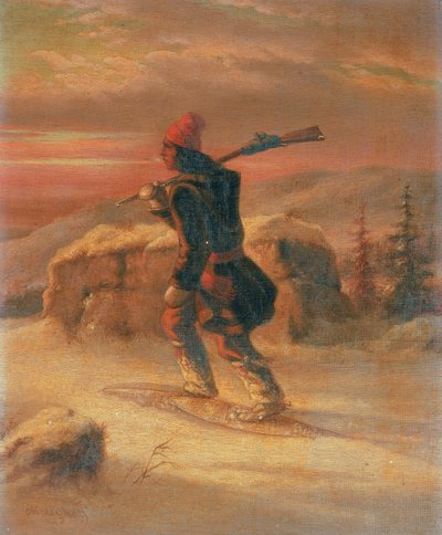 Intian metsästäjä lumessa tekijältä Cornelius Krieghoff