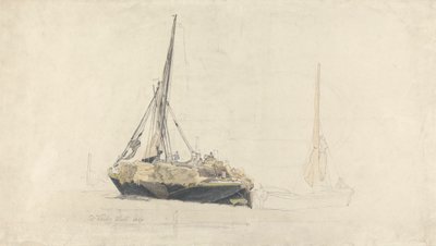 Purjeproomu lastataan heinällä, joulukuu 1827 tekijältä Cornelius Varley
