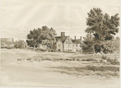 Oaken - Farm House: seepiapesupiirros, 5. elokuuta 1820 tekijältä Cornelius Varley