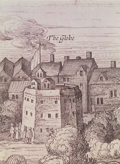 The Globe Theatre, yksityiskohta kaiverruksesta tekijältä Cornelius de Visscher
