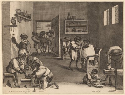Apinoiden parturi tekijältä Coryn Boel after David Teniers the Younger