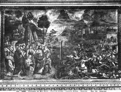 Punaisenmeren ylitys Sikstuksen kappelilta tekijältä Cosimo Rosselli