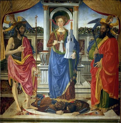 Pyhä Barbara pyhien Johannes Kastajan ja Matteuksen kanssa, noin 1470. tekijältä Cosimo di Lorenzo Rosselli