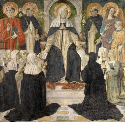 Pyhä Katariina Sienan Pyhän Dominicin toisen ja kolmannen ritarikunnan hengellinen äiti, n. 1499. tekijältä Cosimo di Lorenzo Rosselli
