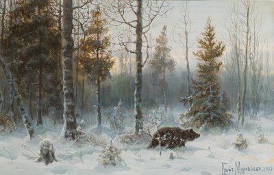 Talvimaisema karhun kanssa, 1907 tekijältä Count Vladimir Leonidovich Muravyov