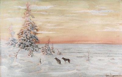 Talvimaisema susien kanssa, 1915 tekijältä Count Vladimir Leonidovich Muravyov
