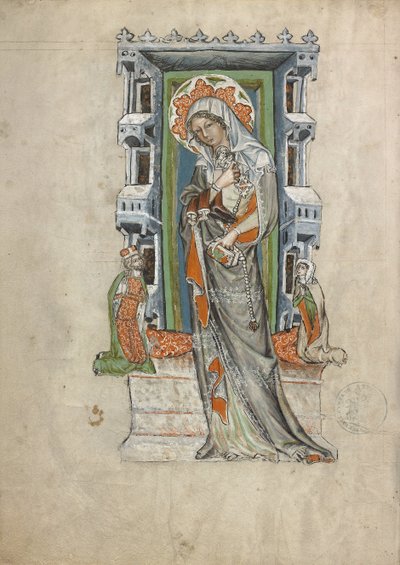 Pyhä Hedwig Sleesian herttua Ludwig Legnican ja Briegin ja herttuatar Agnésin kanssa, 1353 tekijältä Court workshop of Duke Ludwig I