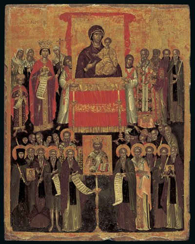 Ikonien palauttaminen (munan tempera paneelissa) tekijältä Cretan School