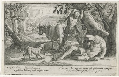 Merkurius tappaa Argusin Metamorphoses of Ovid (sarjan nimi) tekijältä Crispijn van de Passe (I)