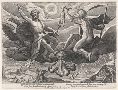 pohjoistuuli Boreas (otsikko esineessä) Neljä tuulta (sarjan nimi) tekijältä Crispijn van de Passe (I)