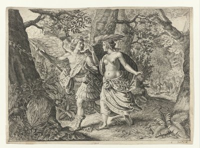 Circe muuttaa Picuksen tikiksi Metamorphoses of Ovid (sarjan nimi) tekijältä Crispijn van de Passe (II) (after)
