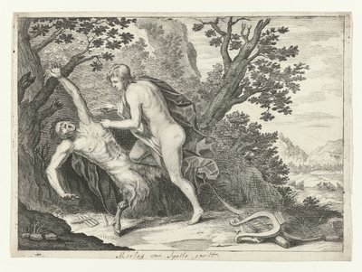 Apollo kuivuttaa Marsyaksen tekijältä Crispijn van de Passe (II) (attributed to)