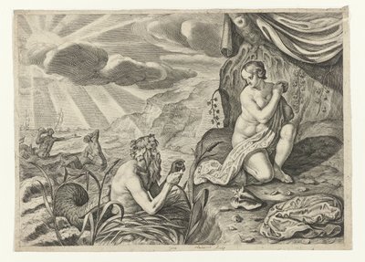 Scylla pakenemassa Glaucusta Glauci rakastunut Scyllaan (otsikko esineessä) Ovid
