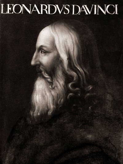 Leonard da Vincin (Leonardo da Vinci) muotokuva (1452 - 1519) - Nimetön maalaus - Uffizin museo Firenze tekijältä Cristofano dell