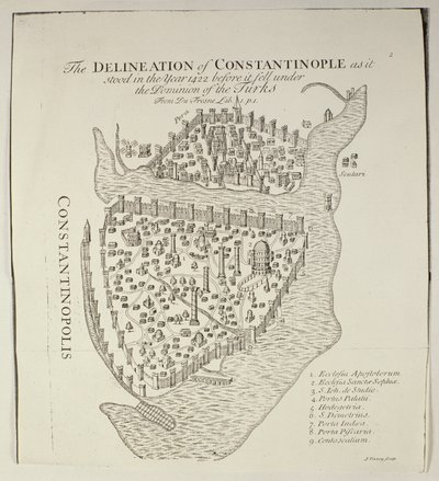 Konstantinopolin kartta vuodelta 1422 tekijältä Cristoforo Buondelmonti