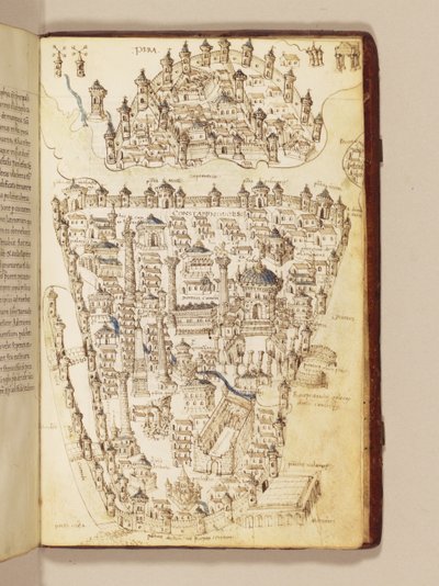 Konstantinopolin kartta, kuvitus "Liber Insularum Archipelagista" tekijältä Cristoforo Buondelmonti