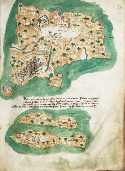 Naxosin pergamenttikartta, n.1420 (pergamentti). tekijältä Cristoforo Buondelmonti