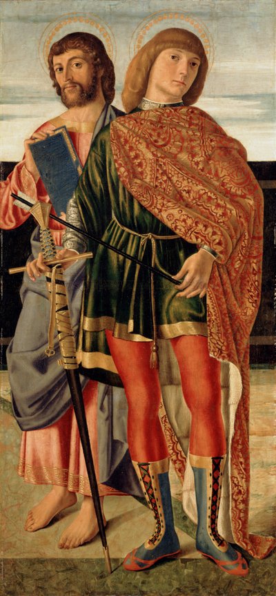 St. Matthew ja St. Sebastian, n. 1499 (tempera puupaneelilla) tekijältä Cristoforo Caselli