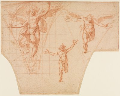 Kolme tutkimusta enkeleistä pendentive rectolle, Studies for Christ Meeting His Motherverso, 159 tekijältä Cristoforo Roncalli