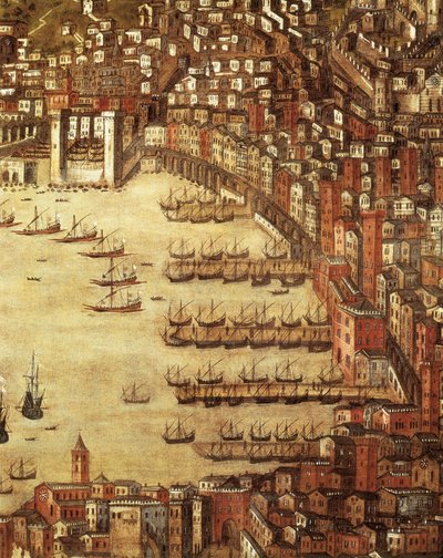 Näkymä Genovasta ja sen linnasta (yksityiskohta) 1597 (öljy kankaalle) tekijältä Cristoforo de Grassi