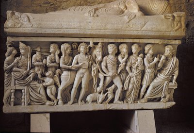 Hippolytus ja Phaedra, yksityiskohta sarkofagin sivulta tekijältä Croatian School