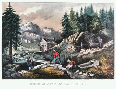 "Gold Mining in California", 1849 1871 tekijältä Currier and Ives
