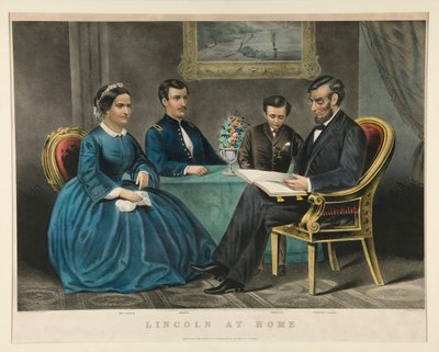 Lincoln kotona tekijältä Currier and Ives