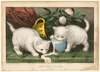 Pienet valkoiset kissat pahaan tekijältä Currier and Ives