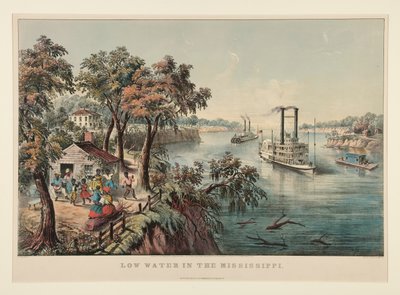 Matala vesi Mississippissä tekijältä Currier and Ives
