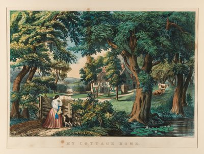Oma mökki koti. tekijältä Currier and Ives