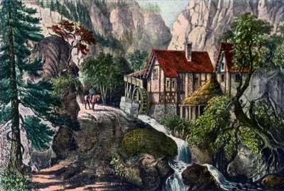Vanha Sveitsin mylly, 1872. tekijältä Currier and Ives