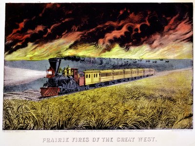 Prairie Fires of the Great West, USA, 1871 tekijältä Currier and Ives