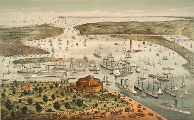 New Yorkin satama: Lintu tekijältä Currier and Ives