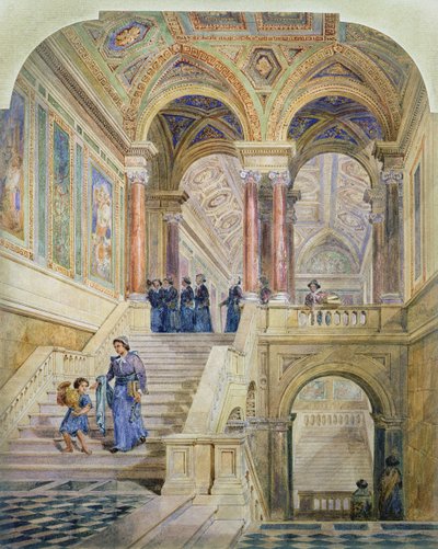 Suunnittelu Leedsin kaupungintalon portaikkoon, 1853-58 tekijältä Cuthbert Brodrick