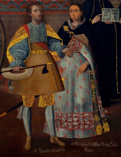 Martín de Loyolan ja Doña Beatriz Ñustan sekä Don Juan Borjan ja Lorenza Ñustan avioliitto (Loyola ja Coya). tekijältä Cuzco School